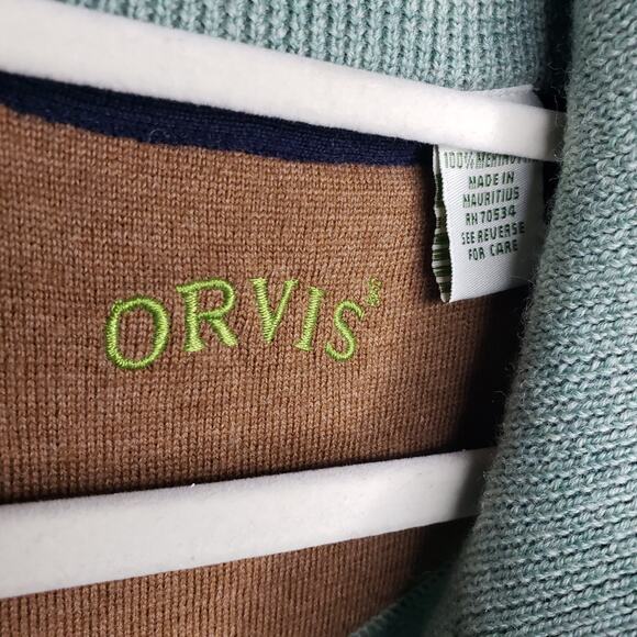 Orvis 100% Merino Wool Vest 1/4 Zip Men's Size L Light Green RN 70534 - Picture 8 of 13